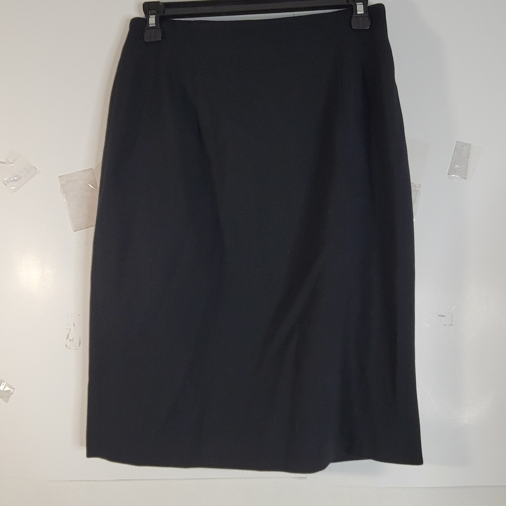 Womans Jones New York Black Worsted Wool Zip Back Skirt Lined Size 8